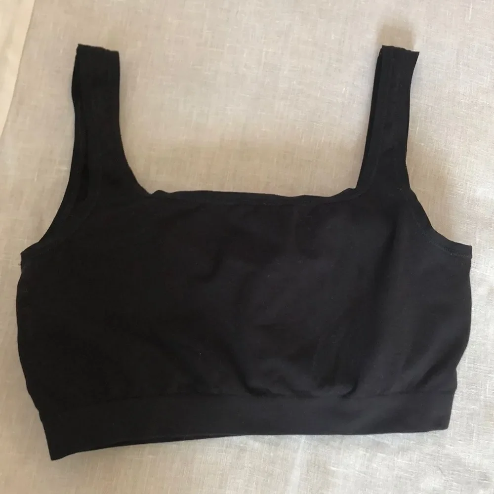 Yummie Black Full Coverage Sports Bra Sz S/M